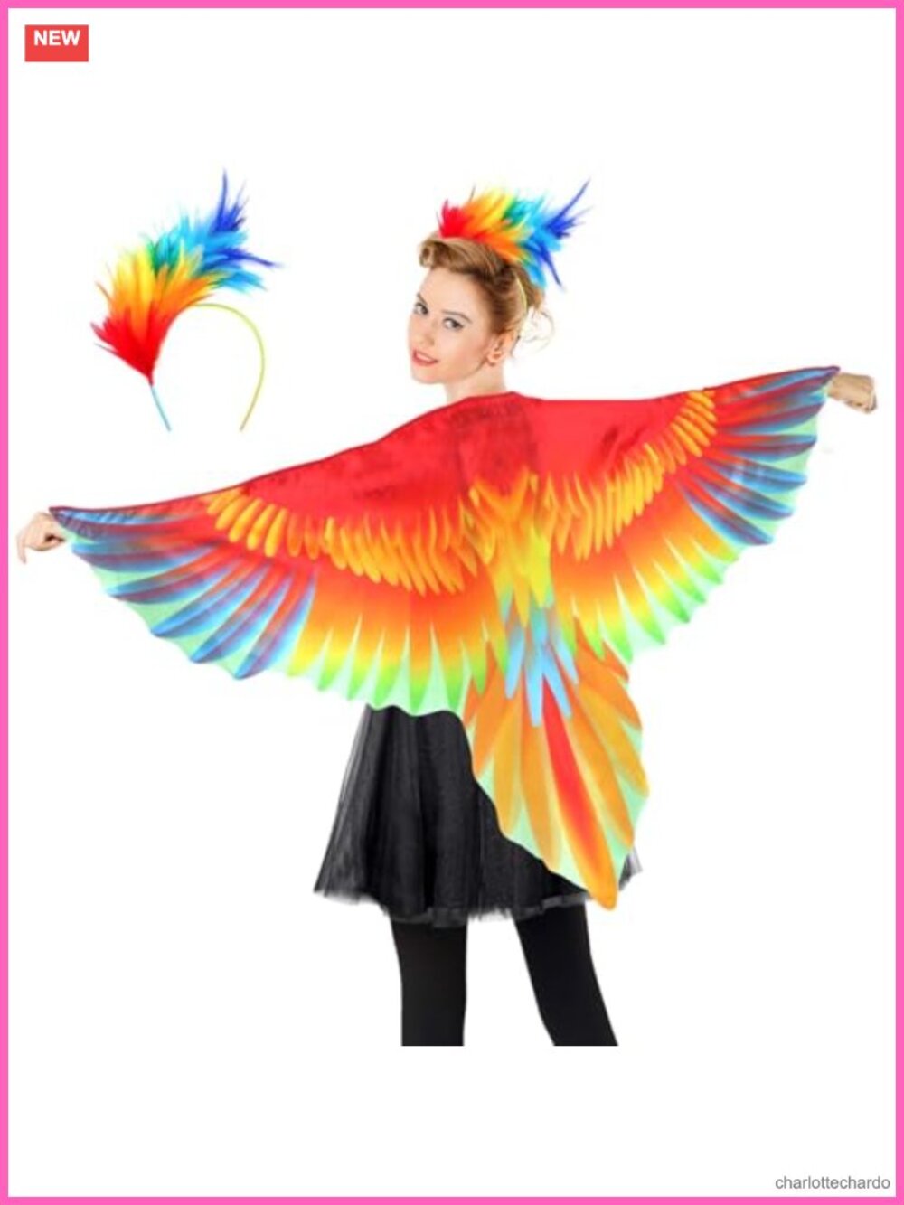 Feather Cape Wings Costume Headband Adult Parrot Halloween